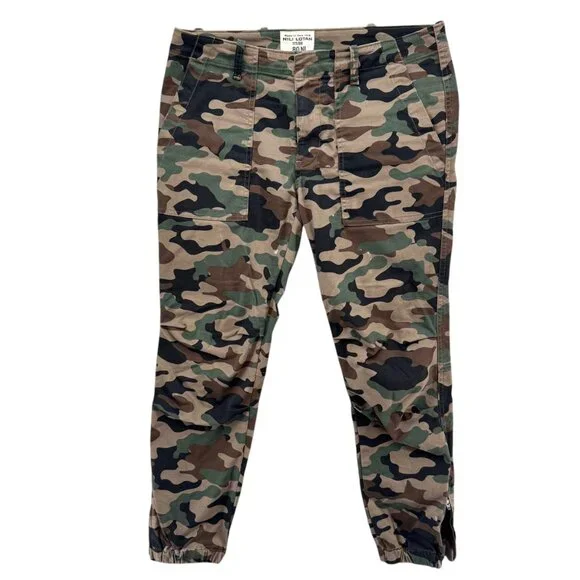 Nili Lotan Cropped French Military Pants Womens Green Camouflage Flat Front Sz 4 - Picture 1 of 12